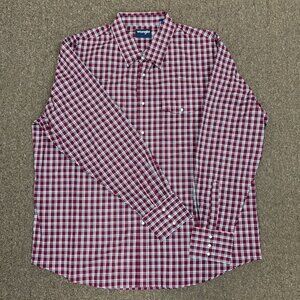 Wrangler Men's Wrinkle Resist Long Sleeve Western Snap Shirt - Deep Red